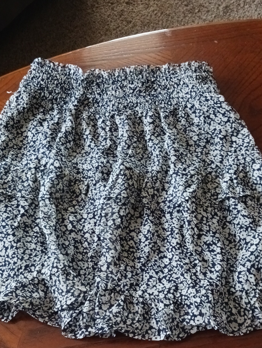 Sienna Sky Navy and White Floral Smocked Mini Skirt